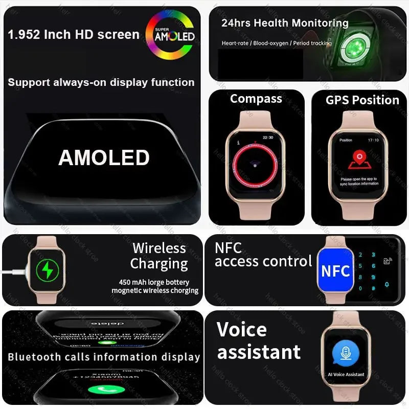 2024 New Smart Watch 3 Pro Plus Series 9 45mm AMOLED 4G ROM NFC Compass Unisex Smart Watches