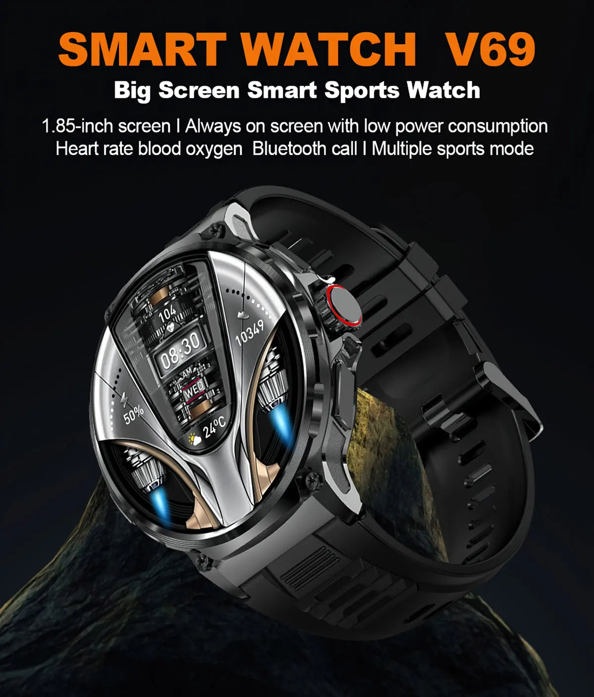 2024 New Men Smart Watch 710Mah Large Battery 1.85 Inch Ultra HD AMOLED Screen GPS                Sports Tracker Bluetooth Call Smart Watches