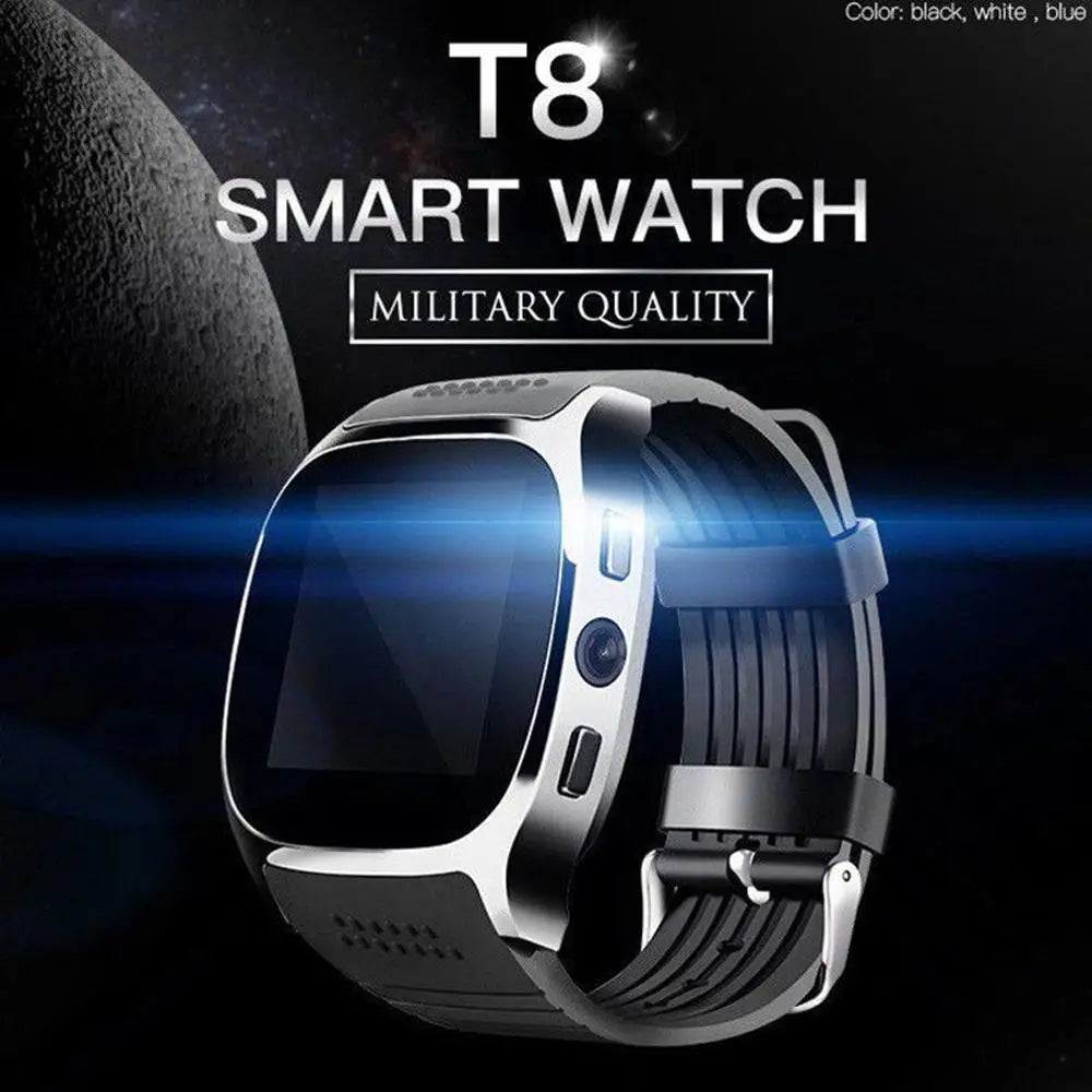 T8 V8 Bluetooth Sports Smart Watch with Camera WhatsApp Support SIM TF Card Call For Android Unisex