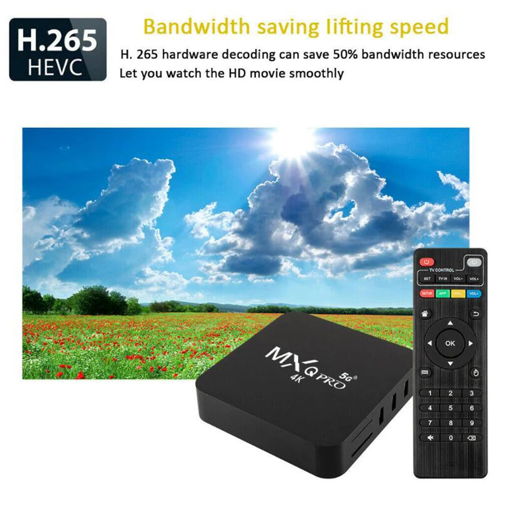 MXQ PRO 4K 5G Media Player Android TV BOX 2.4G&5G WiFi Set Top Box 1080P 1GB/8GB 2GB/16GB Smart TV Box Support Youtube USB SD