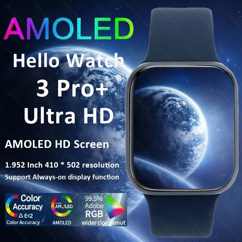 2024 New Smart Watch 3 Pro Plus Series 9 45mm AMOLED 4G ROM NFC Compass Unisex Smart Watches