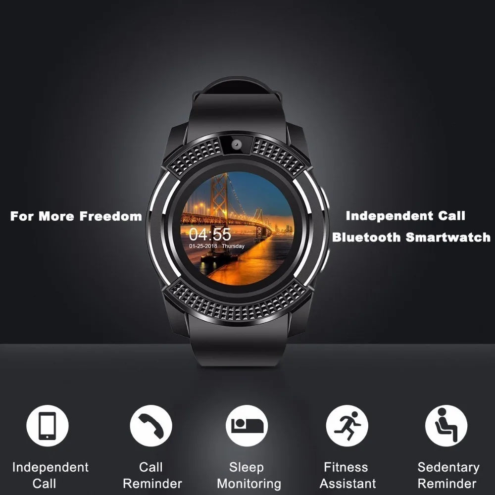 T8 V8 Bluetooth Sports Smart Watch with Camera WhatsApp Support SIM TF Card Call For Android Unisex