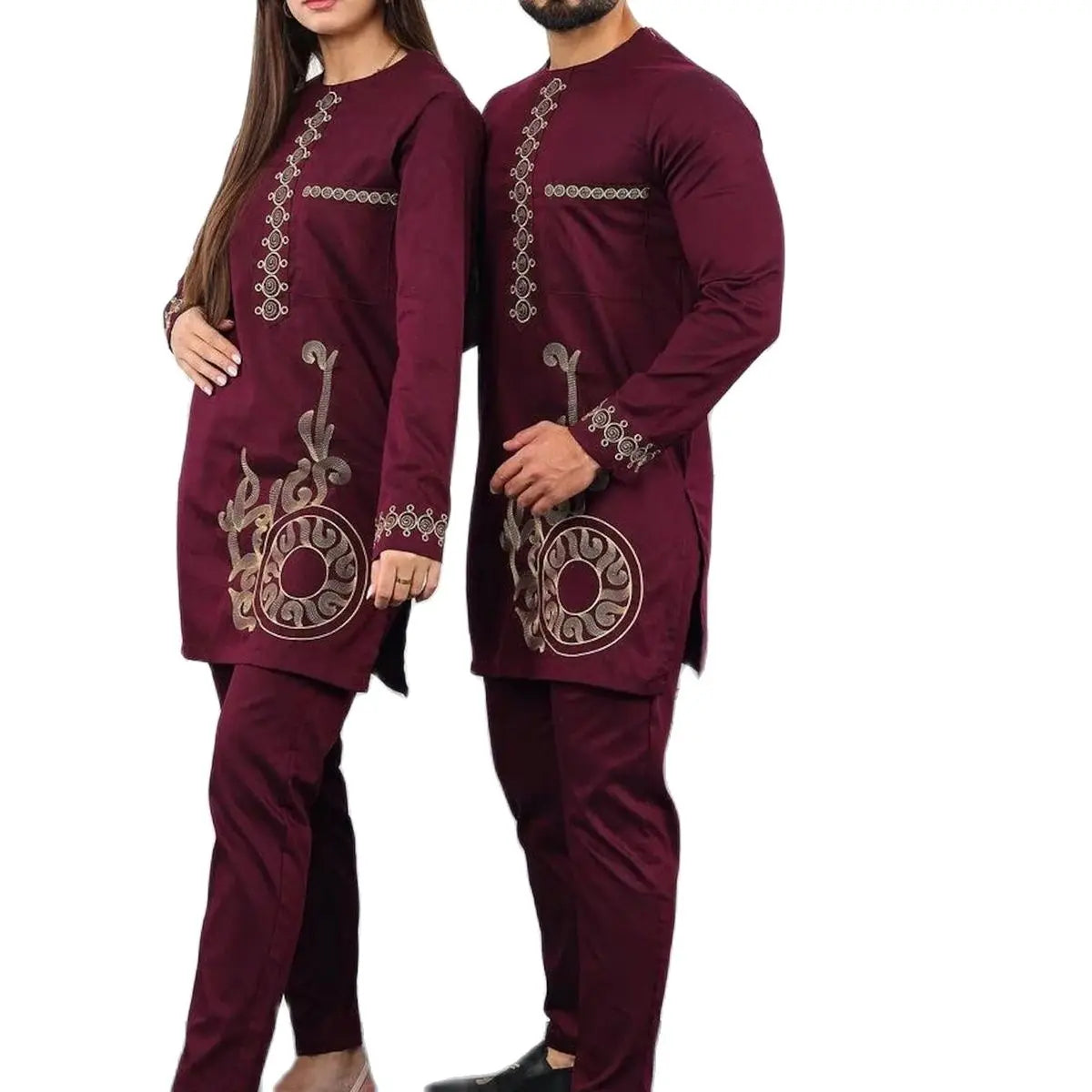 2024 African Dress, Men's groom shirt and trousers two-piece suit, embroidered .