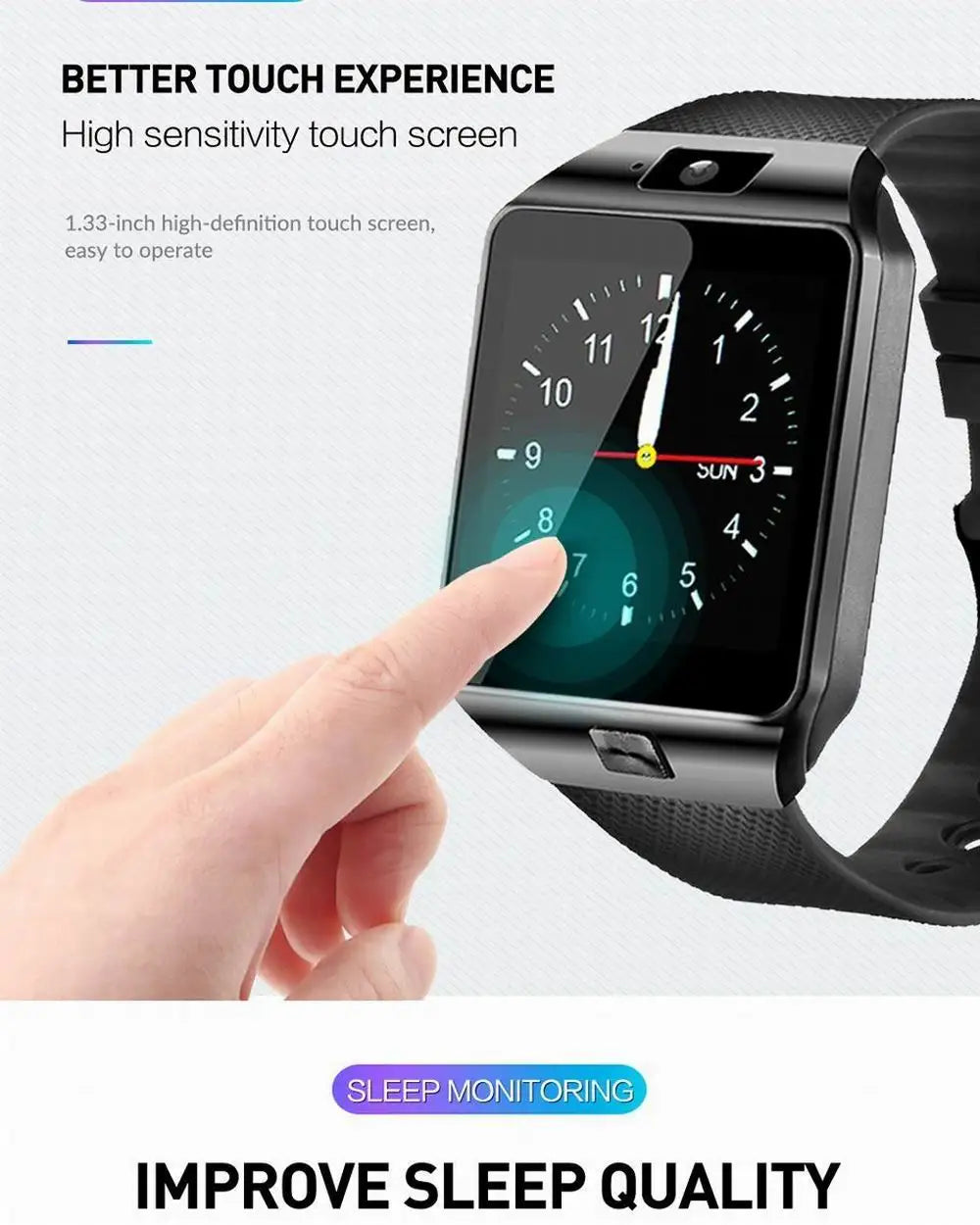 Smartwatch Smart Watch Phone with Sim Card DZ09 Q18 Call Me Sports Watches for Men Women Memory Cards Port Camera