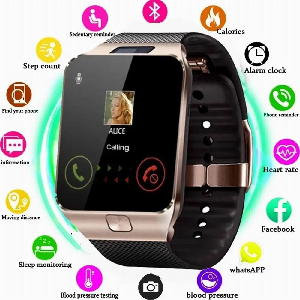 Smartwatch Smart Watch Phone with Sim Card DZ09 Q18 Call Me Sports Watches for Men Women Memory Cards Port Camera