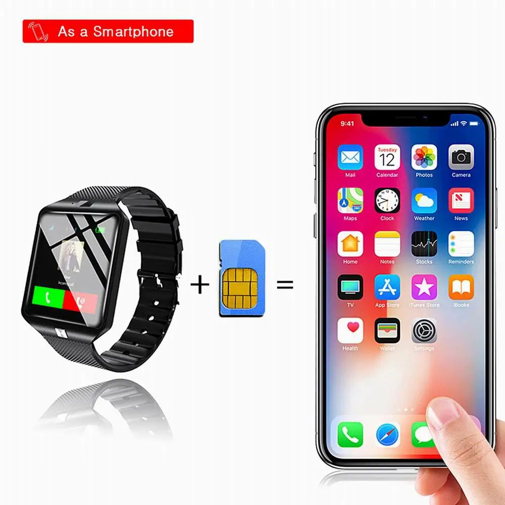 Smartwatch Smart Watch Phone with Sim Card DZ09 Q18 Call Me Sports Watches for Men Women Memory Cards Port Camera