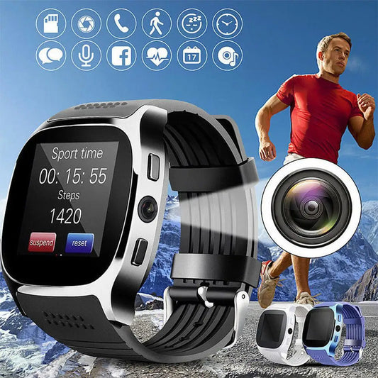 T8 V8 Bluetooth Sports Smart Watch with Camera WhatsApp Support SIM TF Card Call For Android Unisex