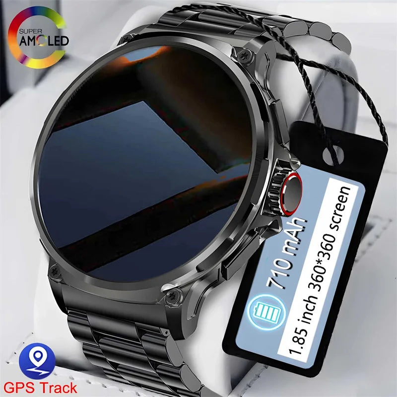 2024 New Men Smart Watch 710Mah Large Battery 1.85 Inch Ultra HD AMOLED Screen GPS                Sports Tracker Bluetooth Call Smart Watches